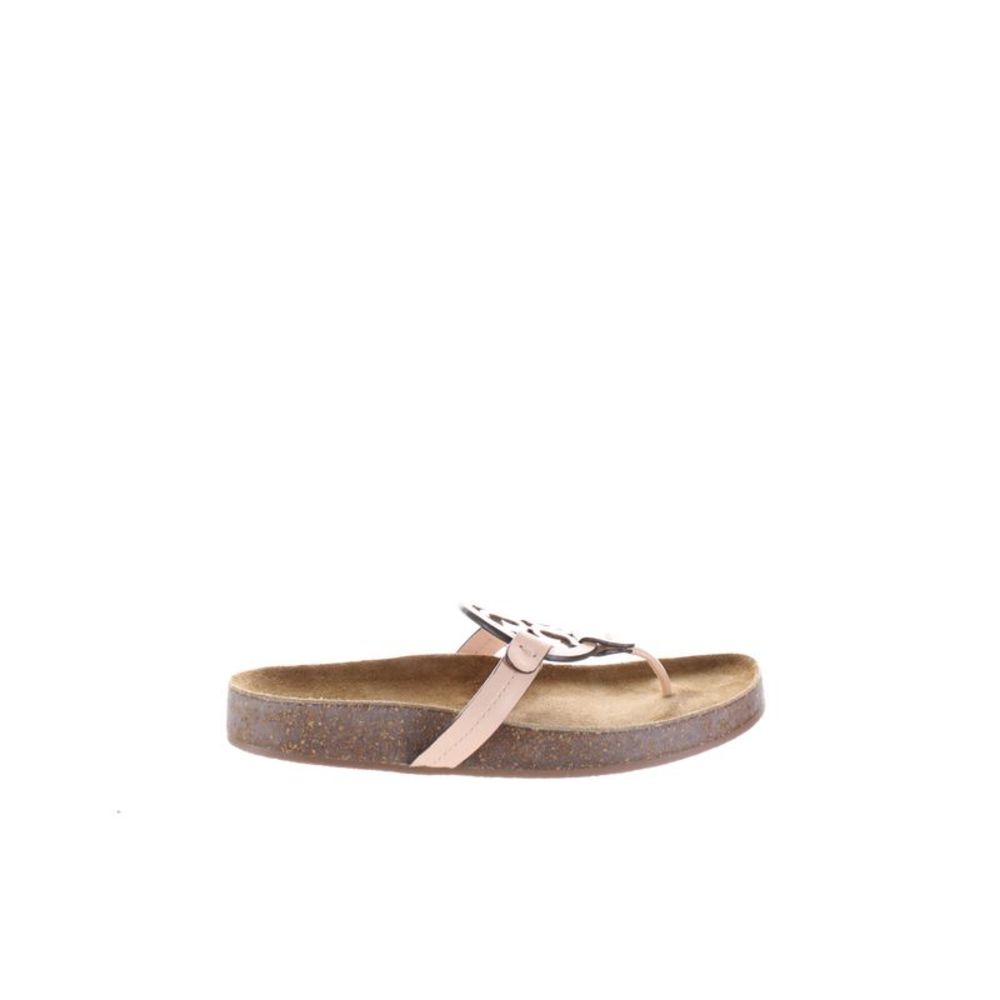 Tory Burch Pink Leather Logo Thong Sandals